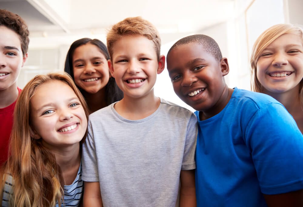 group of multiracal children